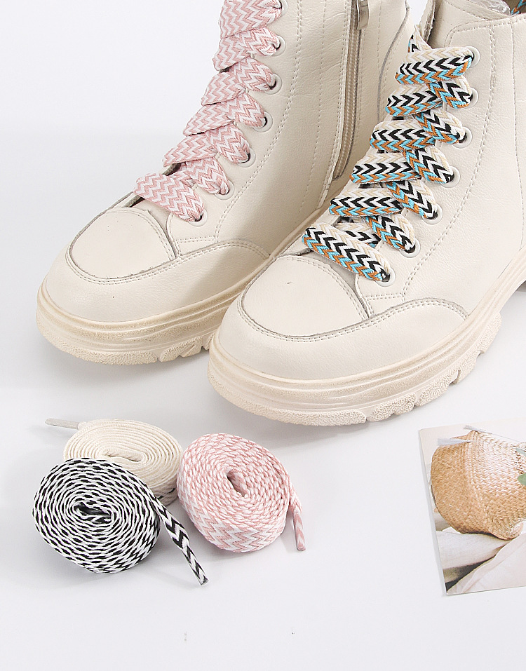 1 쌍 새로운 1.5CM 와이드 웨이브 지방 신발 끈  - Lace Replacement Flat 리뷰 및 가격