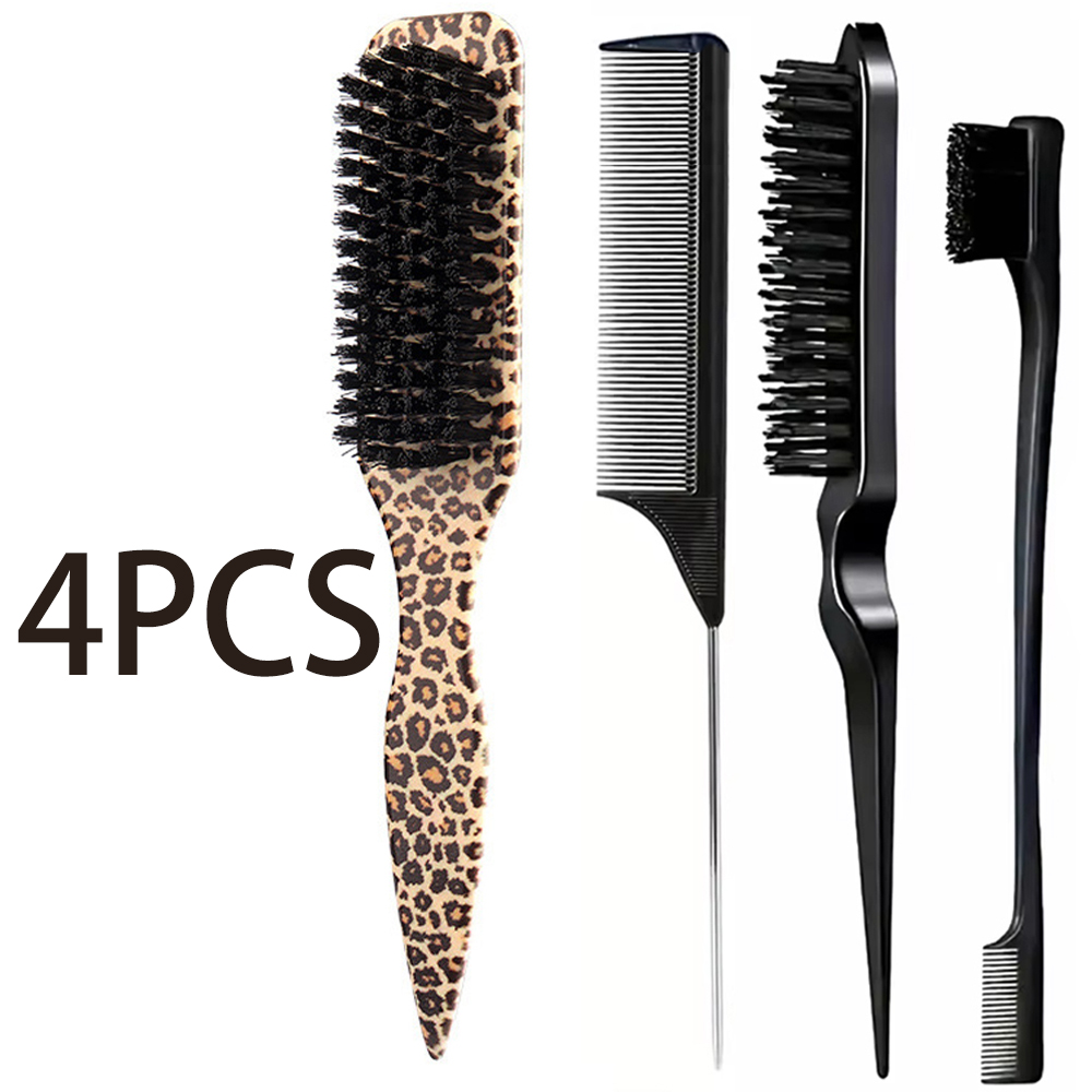 4개입 멧돼지 털 슬릭백 헤어 브러시 세트 - 매끈한  - Brush Bristle Set 리뷰 및 가격